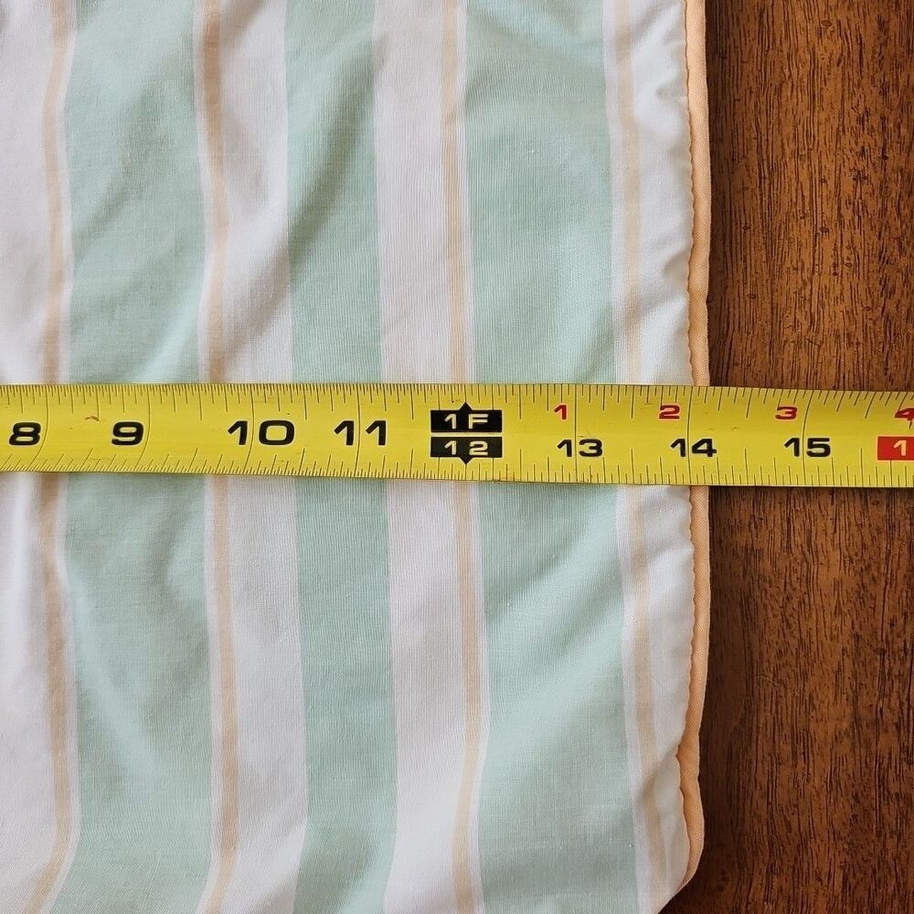 Vintage Laura Ashley Palmetto Stripe Boudoir Bed Pillow Cover 14"x14" Mint Green - Picture 5 of 9